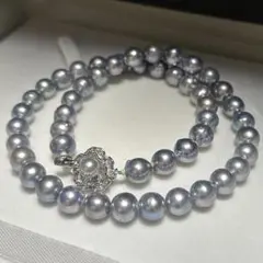 【超大珠】本真珠 グレー パールネックレス 約9.3-10.5mm シルバー金具 超大珠】本真珠 グレー パールネックレス 約9.3-10.5mm シルバー金具