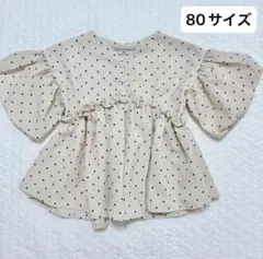 80サイズ ドット柄シフォンブラウス【80-⑤】