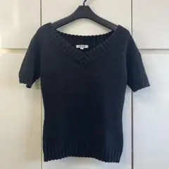 【ofuon】MICHEL KlEIN PARIS 半袖ニット 黒 サイズ38のサムネイル