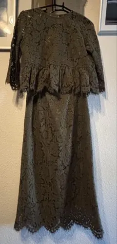 GIRL オリーブグリーン レースセットアップ M