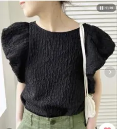 Spick & Span オーガンジージャガードプルオーバー　ブラック