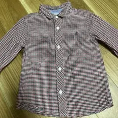プチバトー　チェック柄 長袖シャツ 肘当て付き　4ans 104㎝