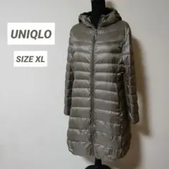 ユニクロ　ウルトラライトダウンコート　フード付き　グレージュ　SIZE XL
