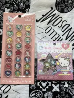 正規品　サンリオ おはじきふうシール クリスタルシール　おはじき　キティ 2種
