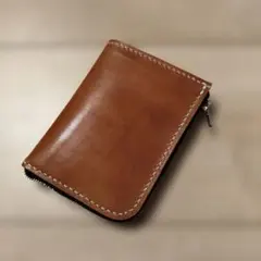 売り切り価格·☆昭南レザー(キャメル)☆ハンドメイド☆コンパクトウォレット·L字