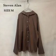 Steven Alan スティーブンアラン ストライプ フード シャツ ブラウンのサムネイル