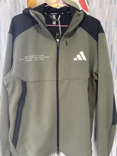 adidas オリーブグリーン フルジップパーカー XL
