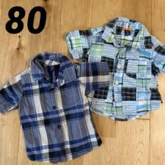 babyGAP ギャップ チェック柄半袖シャツ2枚セット 80cm