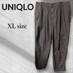 ユニクロ コットンワークパンツ XL ブラウン 裾ドローコード 綿100%