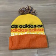 adidas ポンポン付きニット帽 イエロー/オレンジ