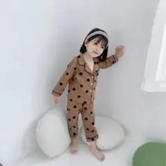 韓国服　ブラウンドットパジャマ　90