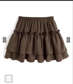 ブラウン フリル付きミニスカート Fサイズ GRL グレイル