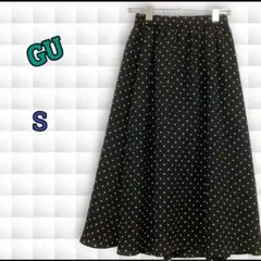 ❤️特価✨美品✨GU　フレアAラインロングスカート　ミモレ丈　Sサイズ　ドット柄