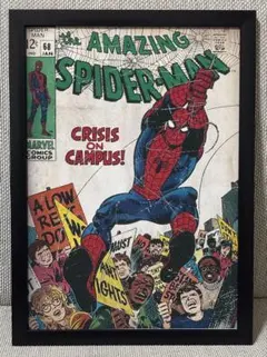 118 スパイダーマン　アートポスター　アメリカンレトロ　額付き