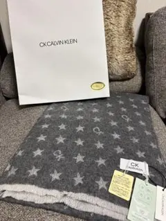 CK CALVIN KLEIN 星柄マフラー グレー　新品未使用タグ付きカシミア