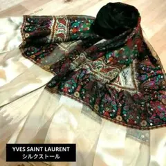 YVES SAINT LAURENT ☆ペイズリー柄☆ゴールド☆シルクストール