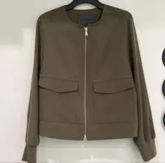 Spick & Span ノーカラージャケット カーキ