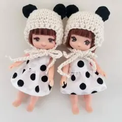 h95 ミキちゃんマキちゃん　ハンドメイド　服　ワンピース×帽子セット