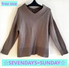 SEVENDAYS=SUNDAY ブラウン Vネックセーター
