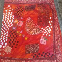 インド サリー 薄手の紅刺繍布 INDIA SALLY - メルカリ