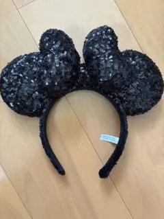 ディズニー ミニー 耳カチューシャ 黒 スパンコール