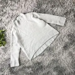 GLOBAL WORK【M】ウール/アルパカ混 水色 ハイネック リブ ニット