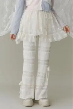 merry jenny リボンレースフレアパンツ アイボリー