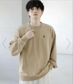 裏毛ワンポイントロゴクルーネックスウェット 配色