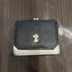 スヌーピー 三つ折り財布 黒と白チェック