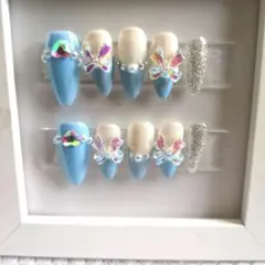 可愛い　リボン　ハート　ネイルチップセット