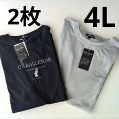 2枚　レディース半袖Tシャツ　4L タグ付き　ネイビー　グレー　しまむらのサムネイル