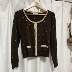 LODISPOTTO ビーズ装飾 ブラウン カーディガン M
