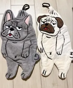 犬 フレンチブルドッグ パグ ループ付きタオル 2枚セット