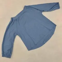 アースミュージックエコロジーオフショ ルダー ブラウス 七分袖 サックス