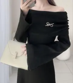 mily bilet ニット ロングワンピース 未使用 Mサイズ オフショルダー