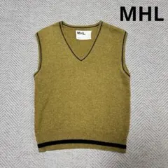 美品 エムエイチエル ウール コットン ニット ベスト マスタード 2