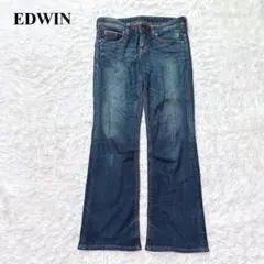 エドウィン ブーツカットデニムパンツ フレア ストレッチ 革パッチ 美シルエット