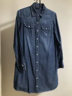 お値下げしました！ナチュラルビューティーベーシック　ひざ丈ワンピース　デニム柄