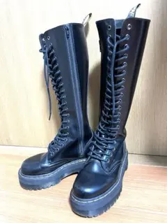 【レア】Dr. Martens 黒 ロングブーツ 厚底 サイドファスナー付き