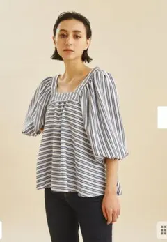 リネンタッチストライプトップ　グレースコンチネンタル