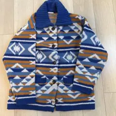 最終価格‼️BAYFLOW ベイフロー ブルー 幾何学模様 カーディガン
