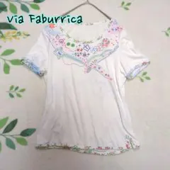 【美品】ViaFaburricca ヴィアファブリカチュニック Via Faburrica ヴィアファブリカ 花柄刺繍の五分袖チュニック - メルカリ