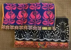 ANNA SUI バラ柄 リバーシブルタオルハンカチ2枚セット