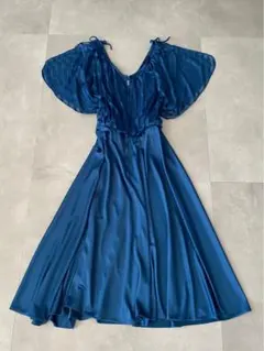 古着 ビンテージ 70s 蝶 紺 シースルー テロテロ ワンピース ネグリジェ