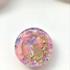 再販△】レジン ヘアゴム 花モチーフと猫ちゃん ミルキーブルー◡̈