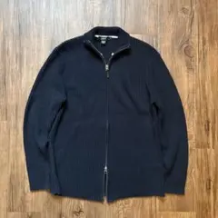 J.CREW 00s ドライバーズコットンニット　ダブルジップ　ネイビー