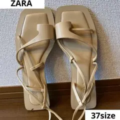 美品　ZARA サンダル 37 フラットシューズ ベージュサンダル フラット