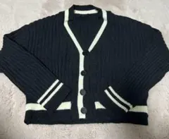GRLリブ編みダークグレーカーディガン Mサイズ