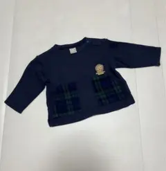 ネイビー トレーナー 長袖 チェックポケット