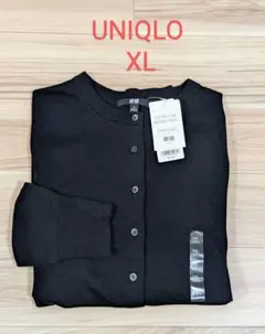 【新品】エクストラファインメリノクルーネックカーディガン（XL）黒